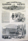 Original Old Antique Print Theatre Janesen Germany Berlin Statue Frederick 1851