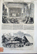 Original Old Antique Print Stafford House Musical Cheltenham Floral Exhibition