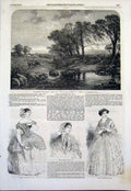 Original Old Antique Print Evening Hours Creswick Fine Art 1851 Paris Fashion