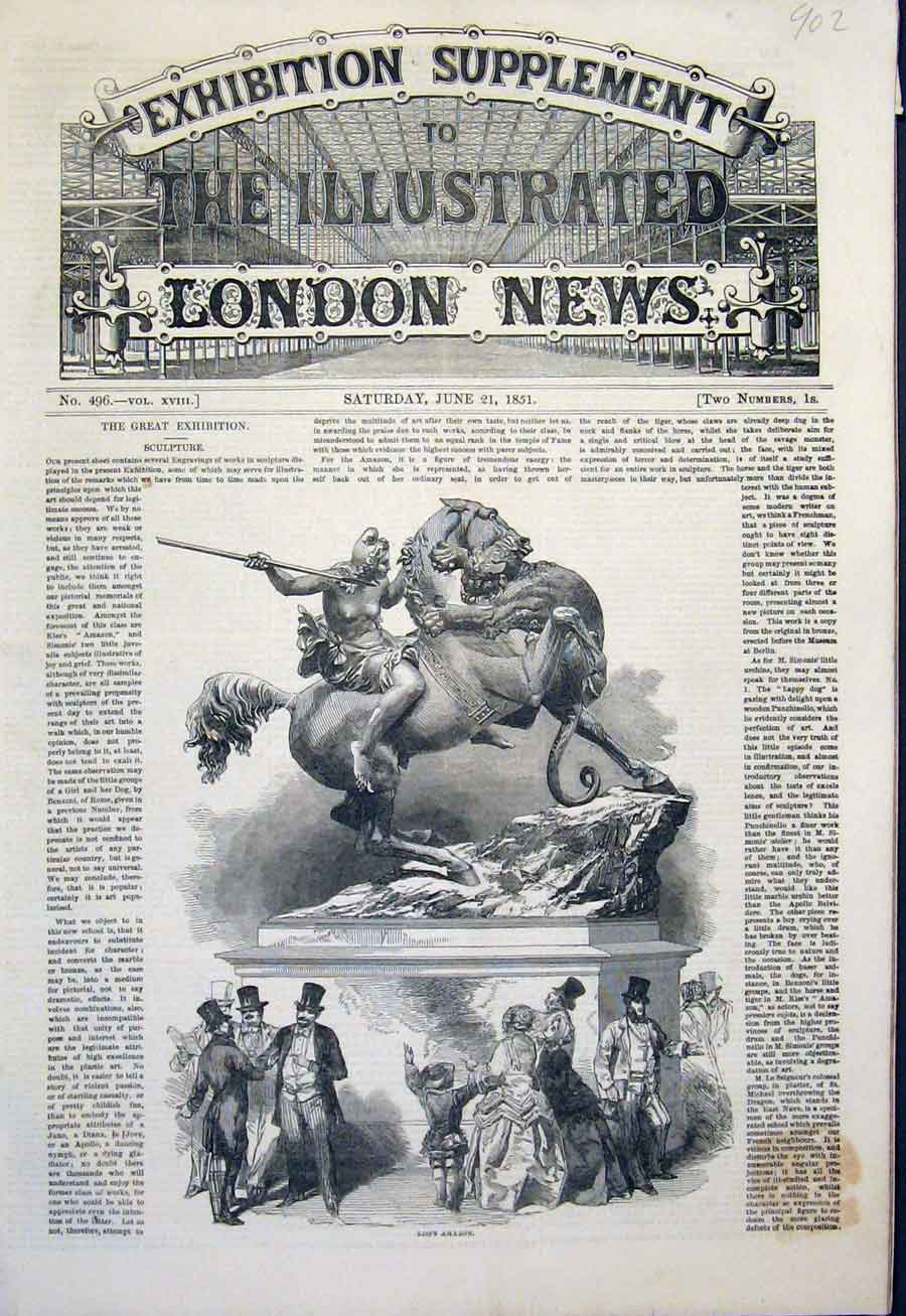 Original Old Antique Print Sculpture Statue Fine Art 1851 Statues Glass Pottery