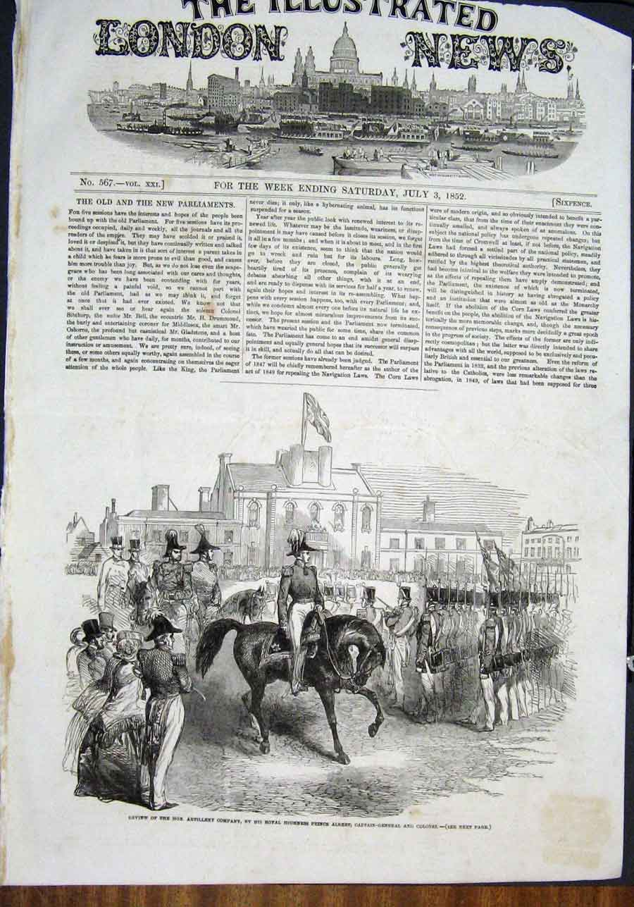 Old Antique Print Review Artillery Company Prince Albert Captain-General