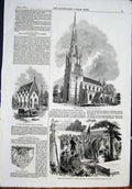 Original Old Antique Print Church Ealing Lewis St John'S Wood Cemetery Leather