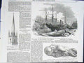 Original Old Antique Print The Indus Steam Ship Fire Nugget GAustralia Church