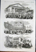 Old Antique Print General Election Westminster Finsbury Lambeth Greenwich