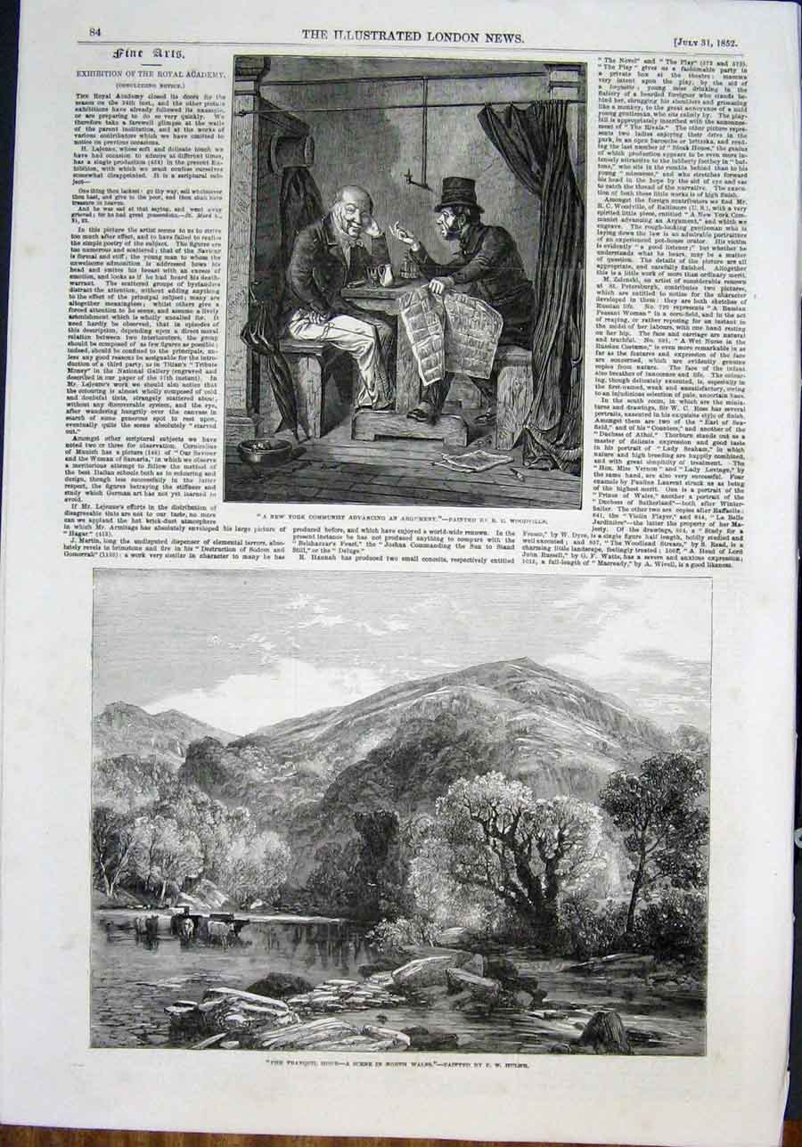 Old Antique Print Woodville Hulme Mole Highland Yorkshire Fine Art 1852 19th