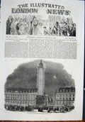 Original Old Antique Print Column Place Vendome Paris France Illuminated