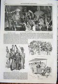 Old Antique Print Fete Paris France Champs Elysee Place Del Concorde 1852 19th