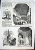 Old Antique Print Beaumont'S Cross Newark Newstead Abbey Church St Mary'S