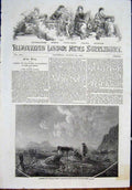 Original Old Antique Print Cowherds Cattle Evening Landscape Cuyp Fine Art 1852