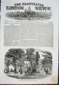 Original Old Antique Print Fete Bowood Wiltshire Park Garden 1852 19th