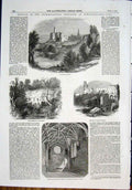 Original Old Antique Print Warkworth Castle Archeological Institute Prudhoe 1852