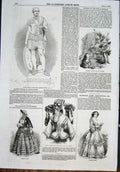 Old Antique Print Statue Marble Albert Fashion Fountain Caps Cazenou 1852 19th