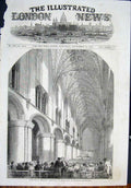 Original Old Antique Print Musical Festival Music Hereford Cathedral 1852 19th