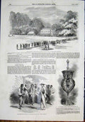 Original Old Antique Print Teignmouth Archery Devon Cornwall Yacht Club Cup 1852