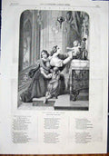Original Old Antique Print Daege Berlin Altar Church Child Fine Art 1852 19th