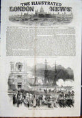 Original Old Antique Print Marseilles French President Embarkation Ship France