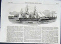 Original Old Antique Print Toulon France President Ship Ships Port 1852 19th