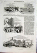 Original Old Antique Print Railway Tubular Bridge Stephenson Conway Shrewsbury