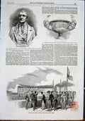 Original Old Antique Print Bust Duke Wellington Waterloo GVase Dover Harbour