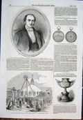 Original Old Antique Print Sydney Portrait GCrompton Eton Chapel Chronometer