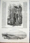 Old Antique Print Boring Machinery Water Crystal Palace Sydenham Railway
