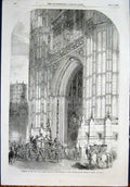 Original Old Antique Print Parliament Victoria Tower House Lords Gallery 1852