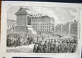 Original Old Antique Print Wellington Funeral Processon Trafalgar Square Chelsea