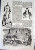 Original Old Antique Print Statue Stephenson Baily Lopez Portrait Engine Railway