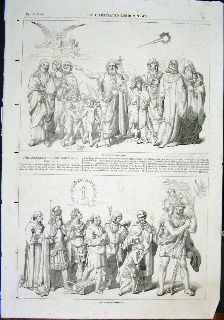 Original Old Antique Print Star Bethlehem Fuhrich Munich Fine Art 1852 Victorian