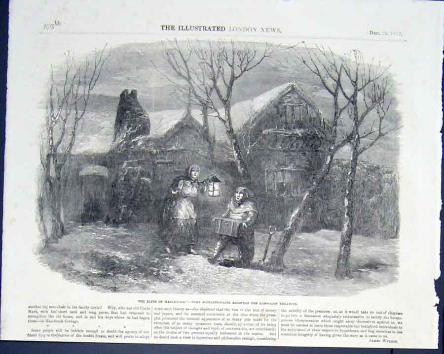 Original Old Antique Print Eflin Hazlenook Toby Postlethwaite Treasure 1852
