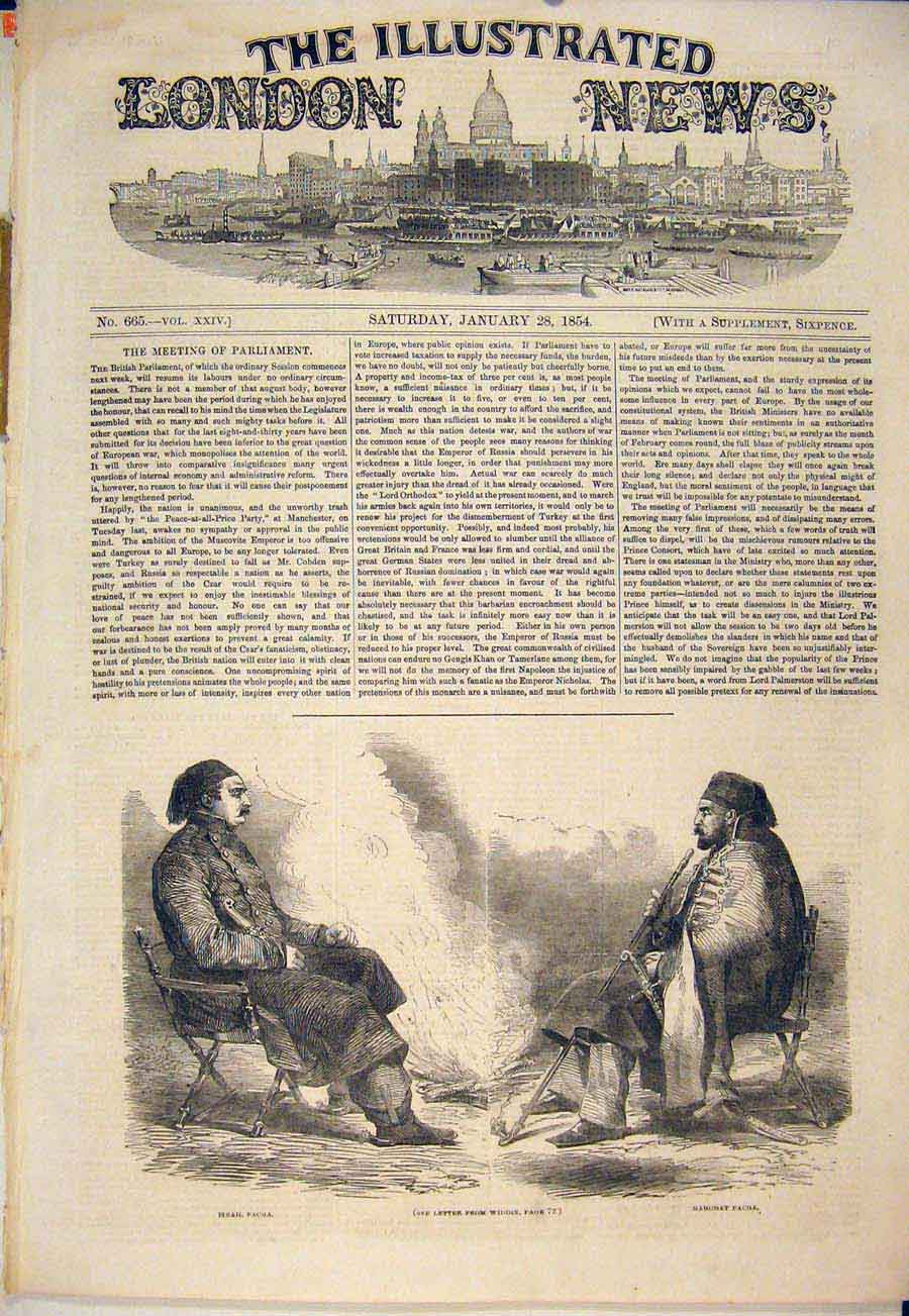 Original Old Antique Print Portrait Ismail Mahomet Pacha Letter Widdin 1854 19th