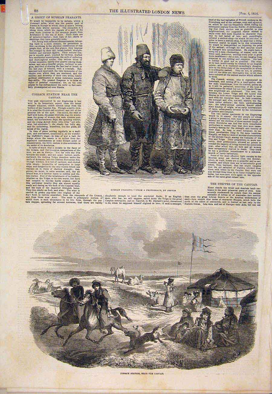 Old Antique Print Russian Peasants Fenton Cossack Caspian Steppes Widdin