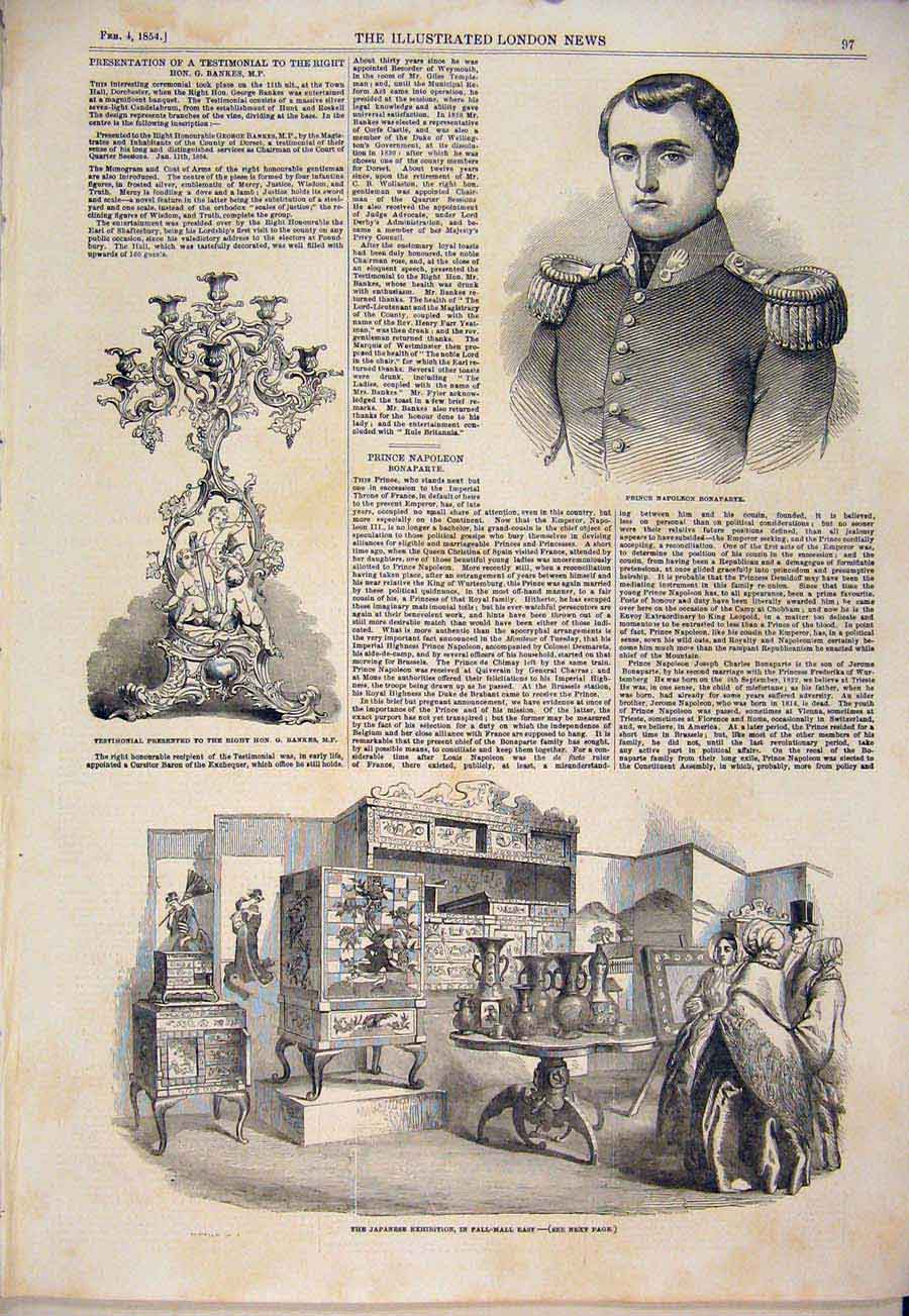 Original Old Antique Print Portrait Napoleon Bonaparte Bankes Japanese Pall Mall