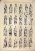 Original Old Antique Print Statues St Stephen'S Hall Central Statue Queen 1854