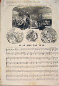 Original Old Antique Print Enlgish Song Melodies Music Score Flag Bishop Macay