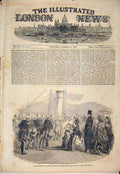 Original Old Antique Print Baltic Fleet Admiral Royal Yacht Reception 1854 19th