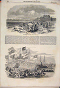 Original Old Antique Print Fairy Southsea Castle Napier Portsmouth Ships 1854