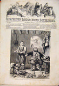 Original Old Antique Print Sanch Panza Gilbert Dog Wife Kitchen Fine Art 1854