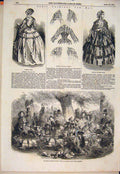 Old Antique Print Paris Fashion Children Dress Goat Chase Champs Elysees