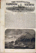 Original Old Antique Print Cape Kullen Stokholm Baltic Fleet 1854 19th