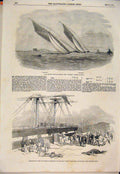 Original Old Antique Print Phantom Thames Yacht Tyrone Troop Ship Hussars 1854