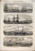 Old Antique Print Gallipoli Ships Ship Steamer Alger Napoleon Trent 1854 19th