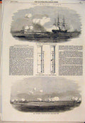 Original Old Antique Print Dragon Hango Hecla Funnel Magicienne Steam Ship 1854