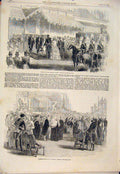 Original Old Antique Print Crystal Palace London Queen Esk Millwall 1854 19th
