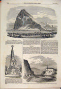 Old Antique Print Gibraltar Troops Scutari Obelisk Bohemia Tetschen 1854 19th