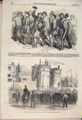 Old Antique Print Army Recruits Essex Militia Garrison Tower London 1854 19th