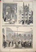 Original Old Antique Print Oxford Gallery School Gate Town Hall Taylor Randolph