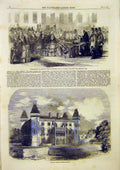 Old Antique Print Regiment Eglington Dynevor Castle Carmarthenshire 1859 19th
