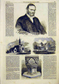 Old Antique Print Goodwin Ely Chapel Chiswick Surrey Church Font Dunkeld