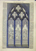 Original Old Antique Print Laughton Memorial Window Boston Church Glass 1859